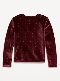 View large product image 3 of 4. Long-Sleeve Velvet Textured-Dots Top for Girls