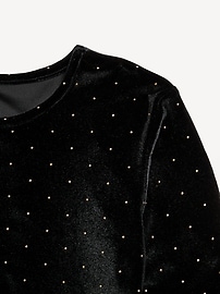 View large product image 4 of 4. Long-Sleeve Velvet Textured-Dots Top for Girls