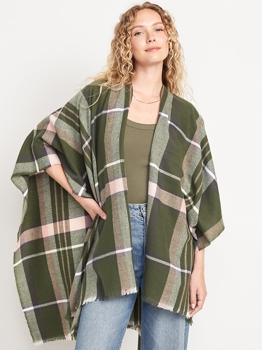 Flannel poncho sweater hotsell