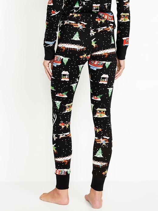 Image number 7 showing, High-Waisted Printed Waffle Pajama Leggings