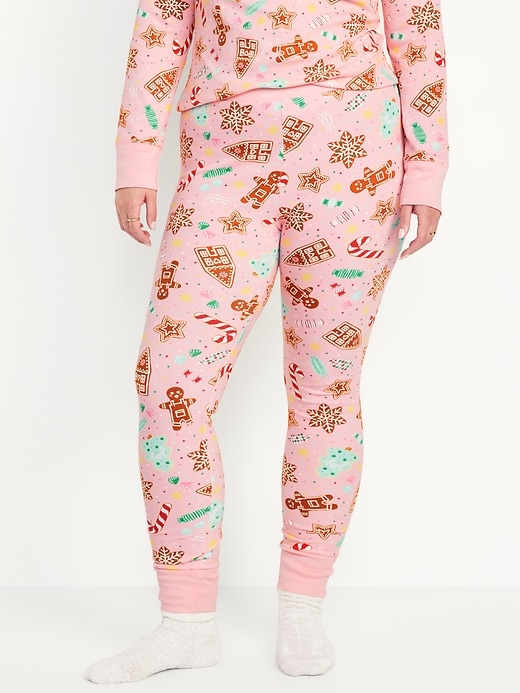 Image number 5 showing, High-Waisted Printed Waffle Pajama Leggings