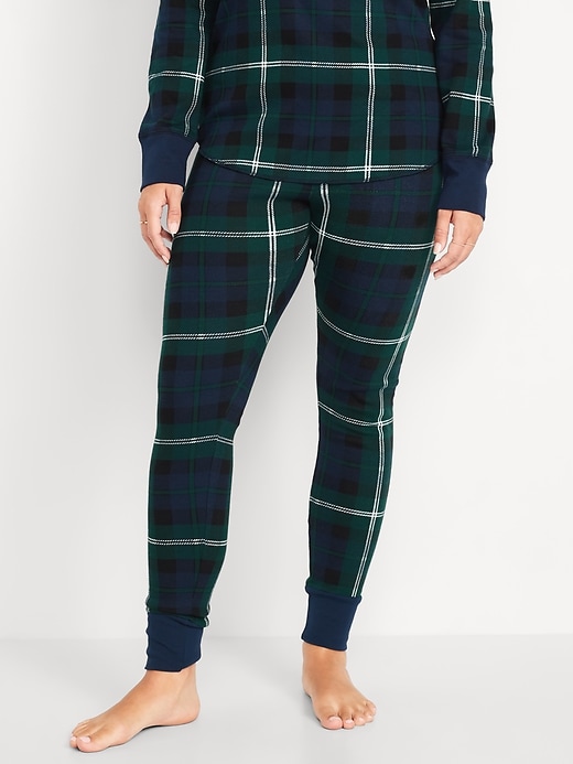 Image number 5 showing, High-Waisted Printed Waffle Pajama Leggings