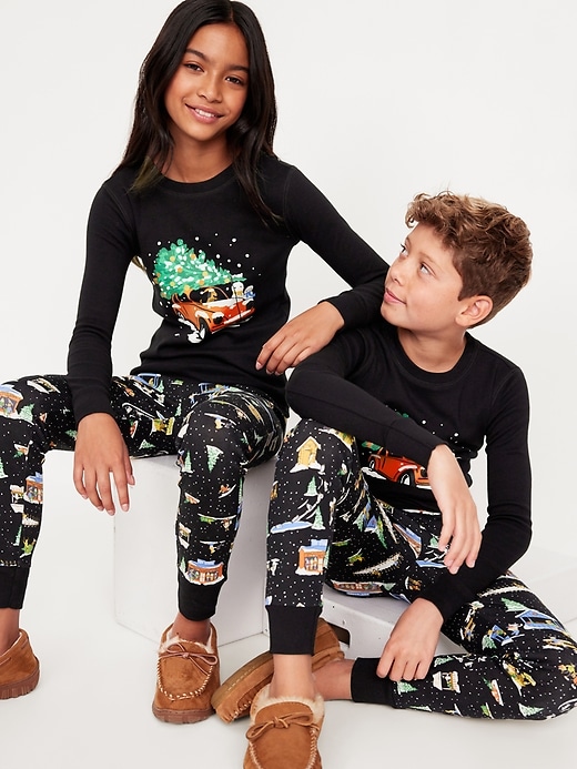 View large product image 1 of 4. Gender-Neutral Graphic Snug-Fit Pajama Set for Kids