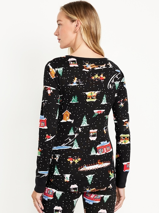 Image number 7 showing, Printed Waffle Pajama Top