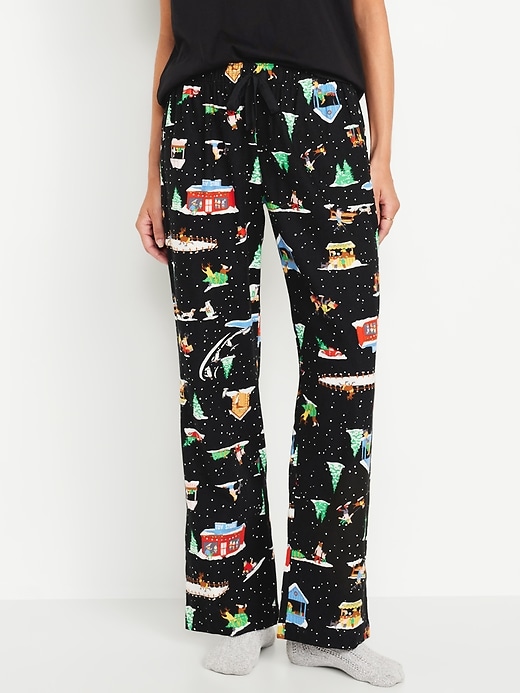 Image number 1 showing, Mid-Rise Printed Flannel Pajama Pants