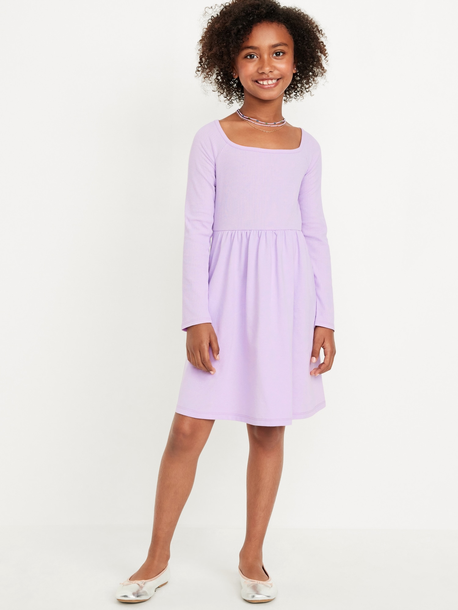 Purple fit and flare dress with sleeves best sale