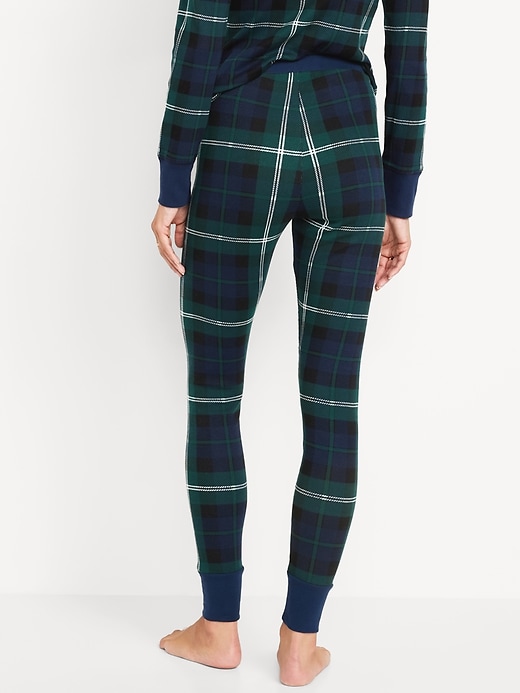 Image number 2 showing, High-Waisted Printed Waffle Pajama Leggings