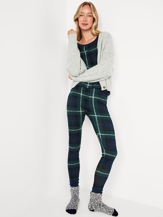 Image number 8 showing, High-Waisted Printed Waffle Pajama Leggings