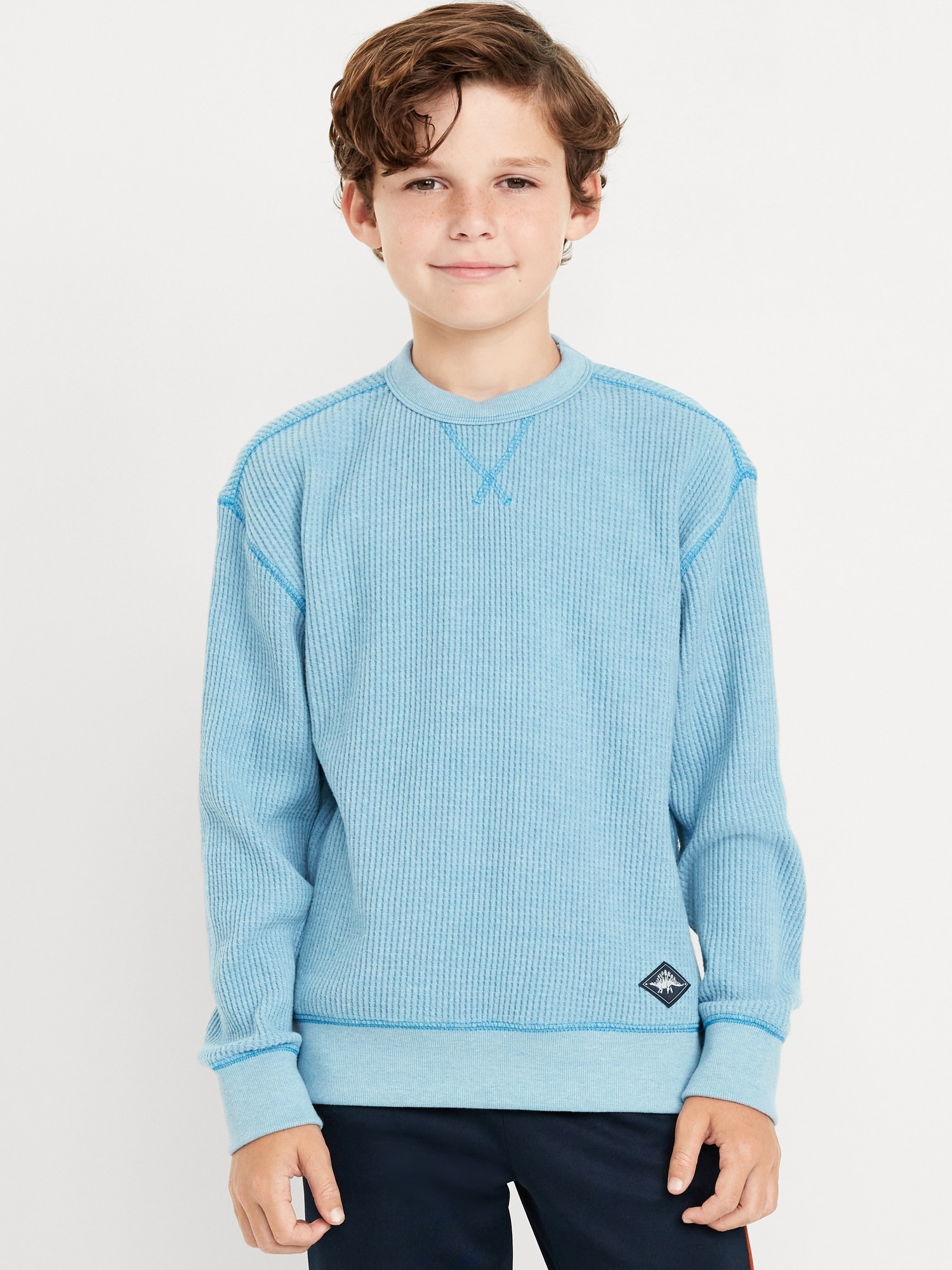 Oversized Long-Sleeve Thermal-Knit T-Shirt for Boys