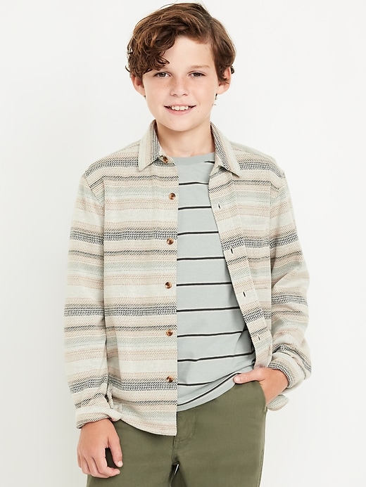 View large product image 1 of 3. Long-Sleeve Jacquard Knit Pocket Shirt for Boys