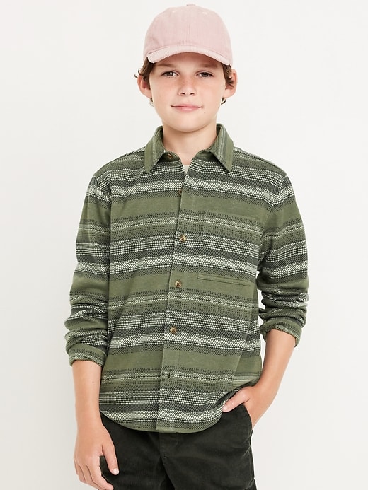 View large product image 1 of 3. Long-Sleeve Jacquard Knit Pocket Shirt for Boys