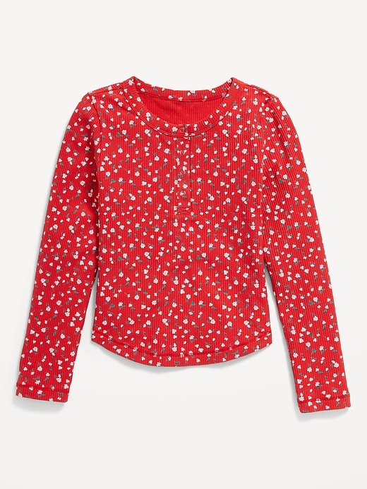 View large product image 1 of 3. Printed Long-Sleeve Henley T-Shirt for Girls