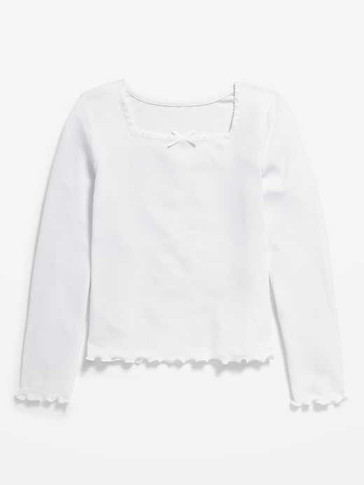 View large product image 2 of 4. Long-Sleeve Square-Neck Ribbon-Bow Top for Girls