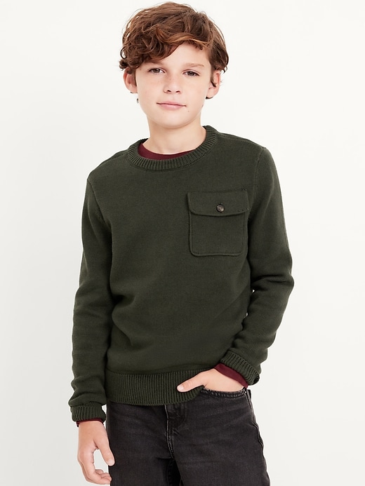 View large product image 1 of 3. Crew-Neck Utility Pocket Sweater for Boys