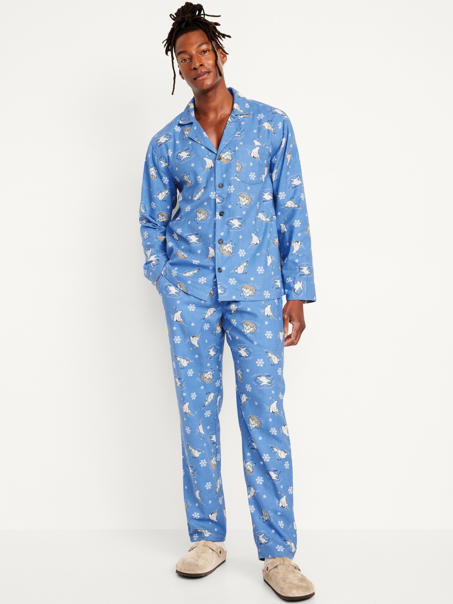 Printed Flannel Pajama Set