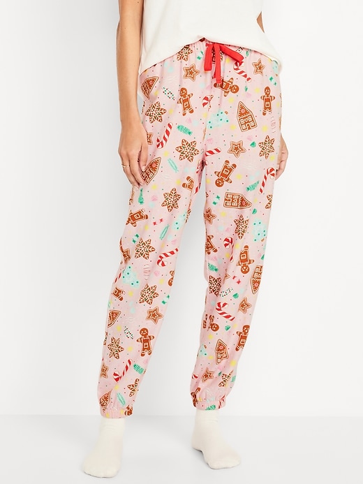 Image number 1 showing, High-Waisted Flannel Pajama Joggers