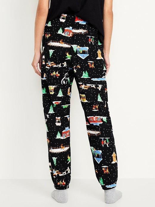 Image number 2 showing, High-Waisted Flannel Pajama Joggers