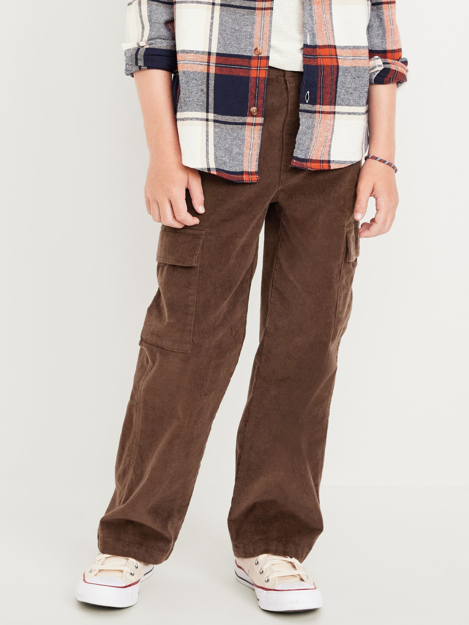 Baggy Corduroy Cargo Pants for Boys - Brown