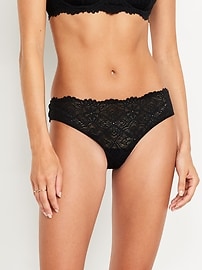 Image number 1 showing, Mid-Rise Lace Bikini Underwear