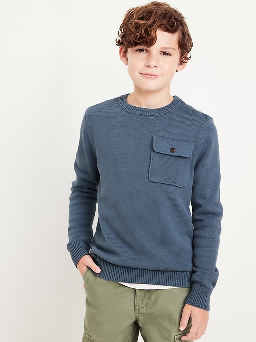 View large product image 1 of 3. Crew-Neck Utility Pocket Sweater for Boys