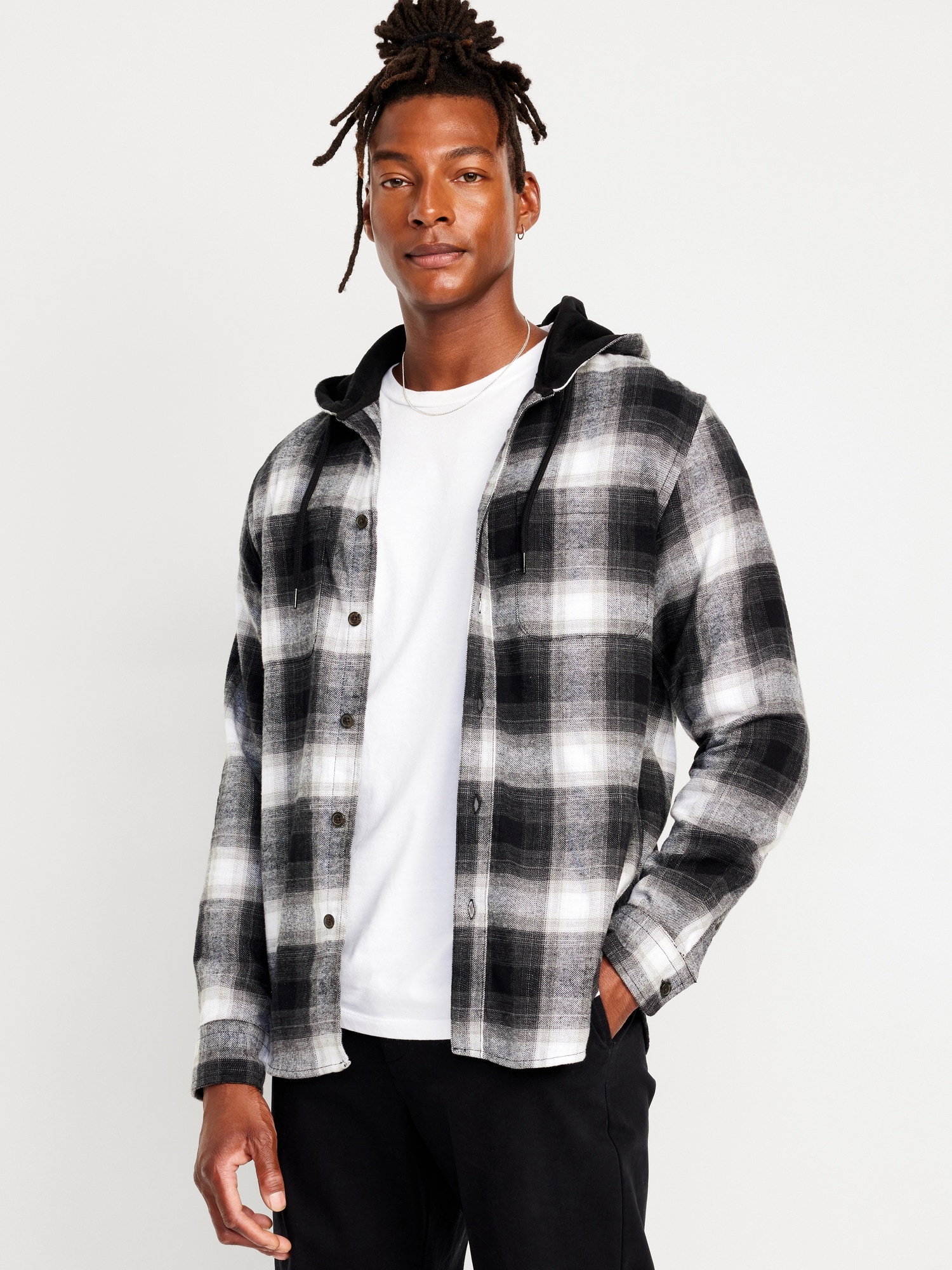 Black and white flannel with hood online