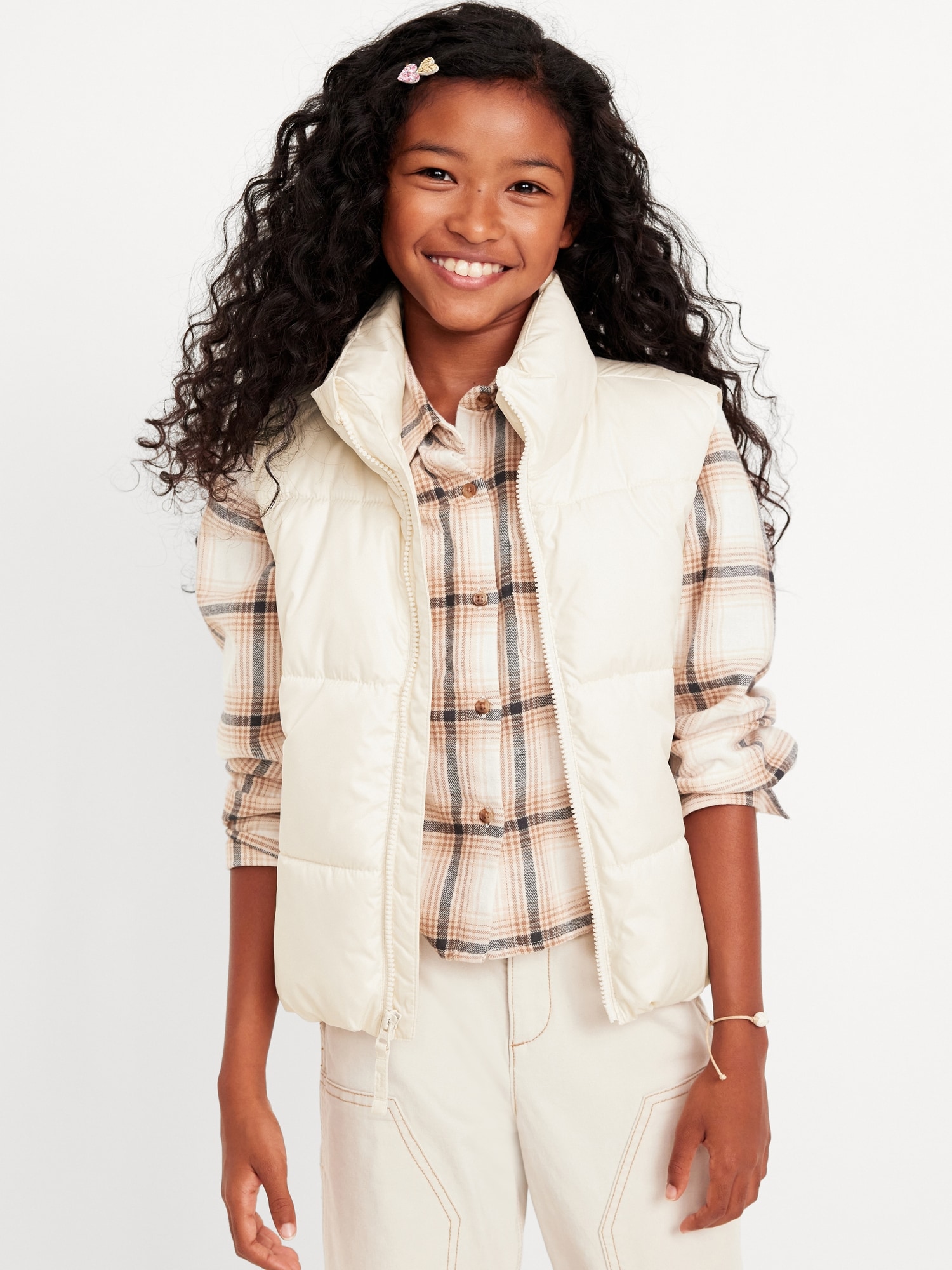 Water-Resistant Quilted Puffer Vest for Girls