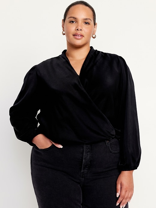 Image number 7 showing, Wrap-Front Satin Top