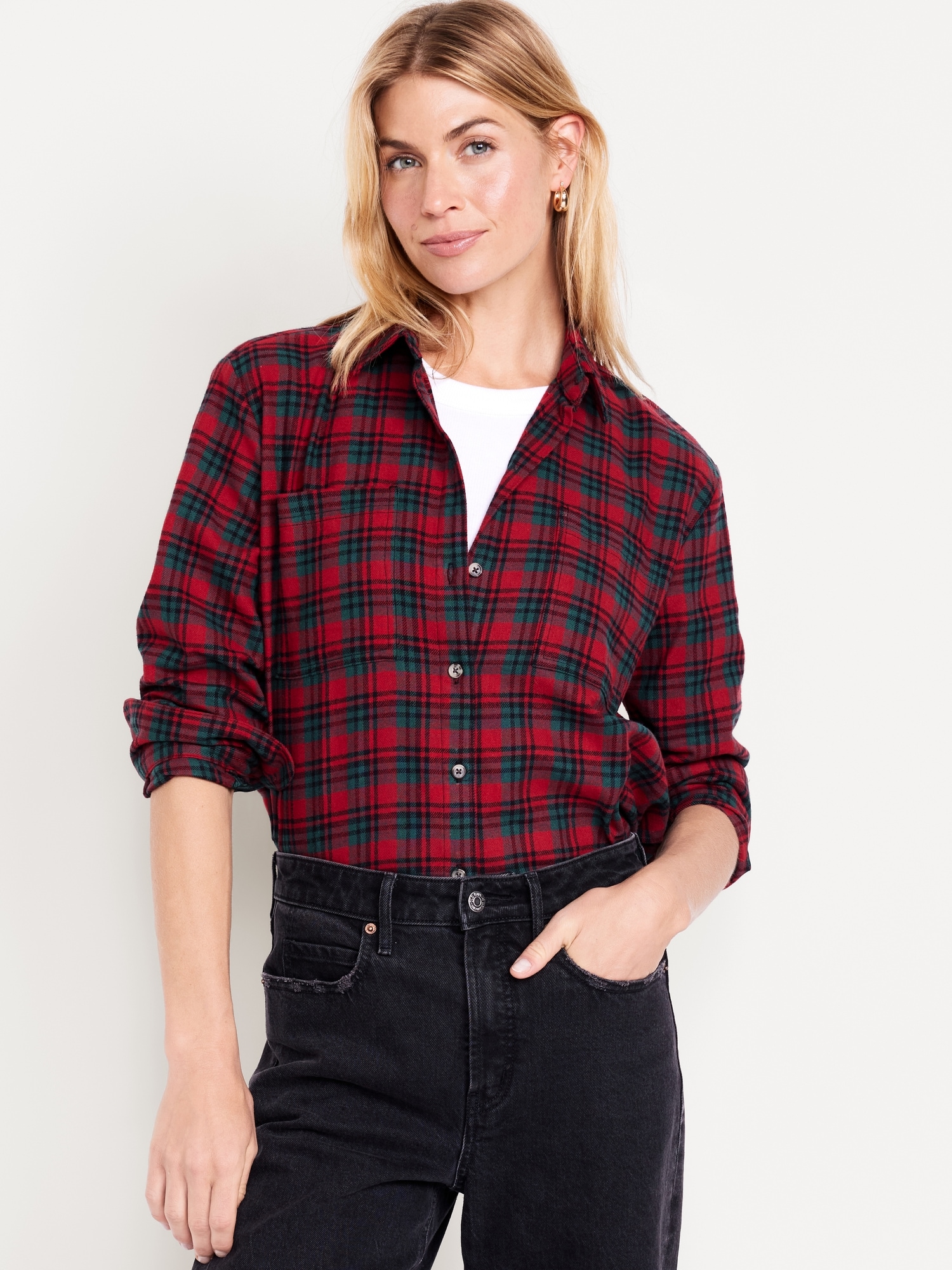 Button-Down Flannel Tunic