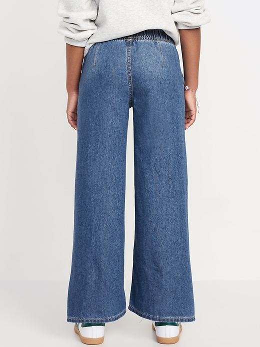 View large product image 2 of 4. High-Waisted Baggy Wide-Leg Pull-On Jeans for Girls