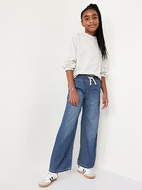 View large product image 3 of 4. High-Waisted Baggy Wide-Leg Pull-On Jeans for Girls