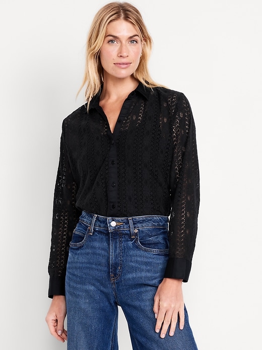 Image number 1 showing, Lace Button-Down Shirt