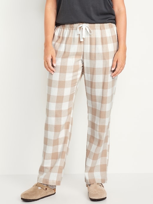 Image number 5 showing, Mid-Rise Flannel Pajama Pants for Women