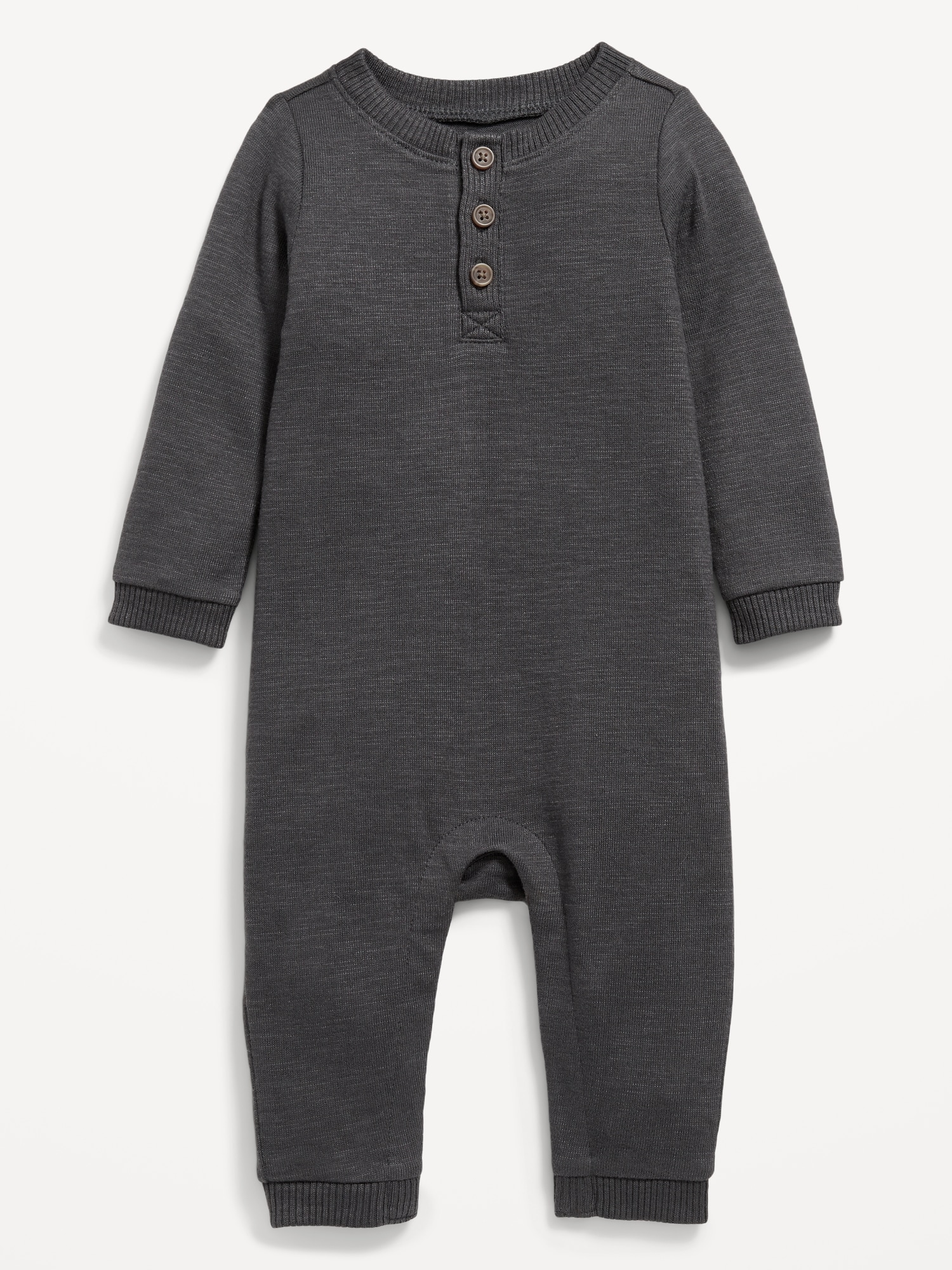 Long-Sleeve Jersey-Knit Henley One-Piece for Baby