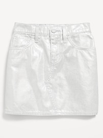 View large product image 4 of 5. High-Waisted Shiny Jean Skirt for Girls