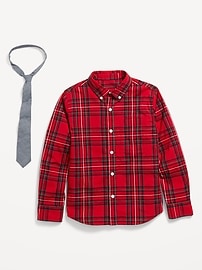 View large product image 4 of 4. Printed Long-Sleeve Pocket Shirt and Tie Set for Boys