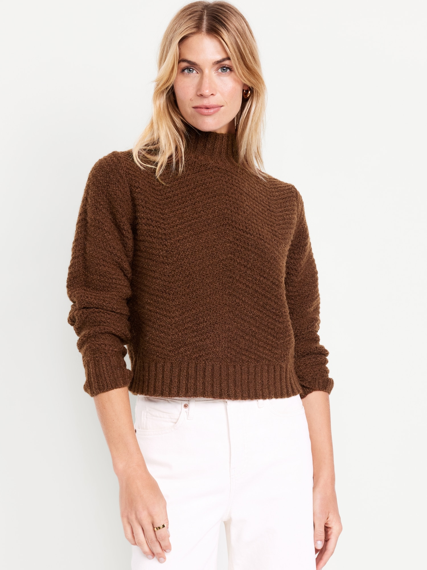 Mock-Neck Crop Sweater