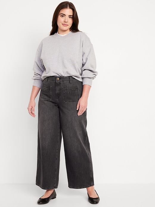 Image number 4 showing, High-Waisted Baggy Wide-Leg Jeans