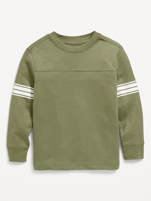 View large product image 1 of 1. Oversized Long-Sleeve Striped T-Shirt for Toddler Boys