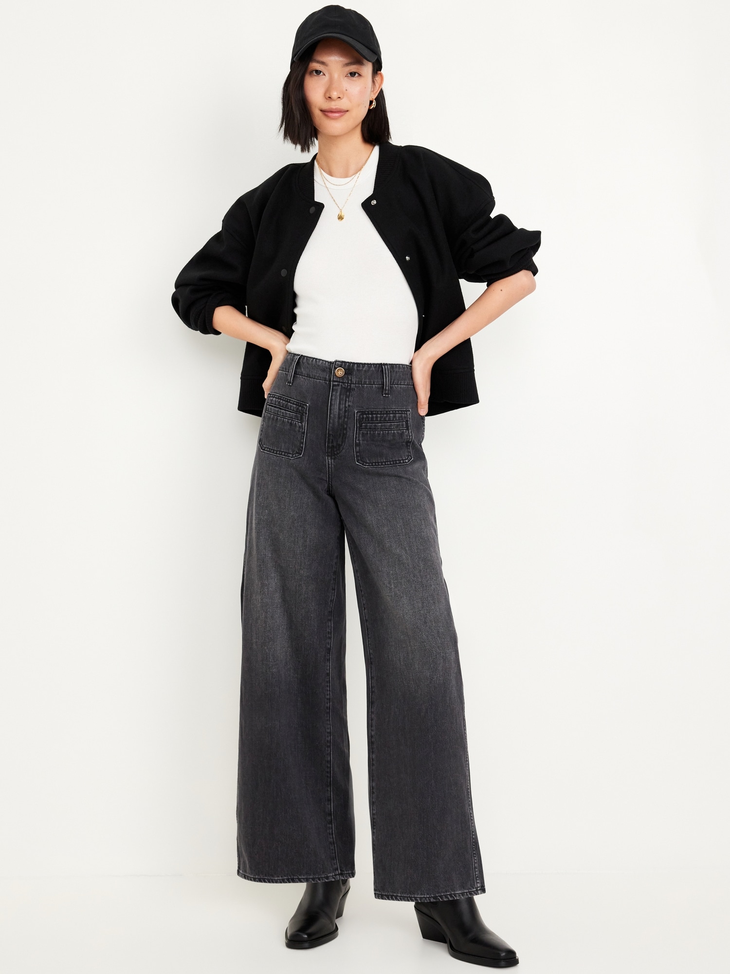 High-Waisted Baggy Wide-Leg Jeans