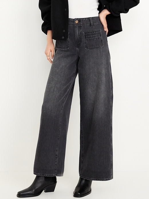 Image number 2 showing, High-Waisted Baggy Wide-Leg Jeans