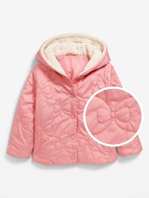 View large product image 1 of 2. Quilted Sherpa-Trim Jacket for Toddler Girls