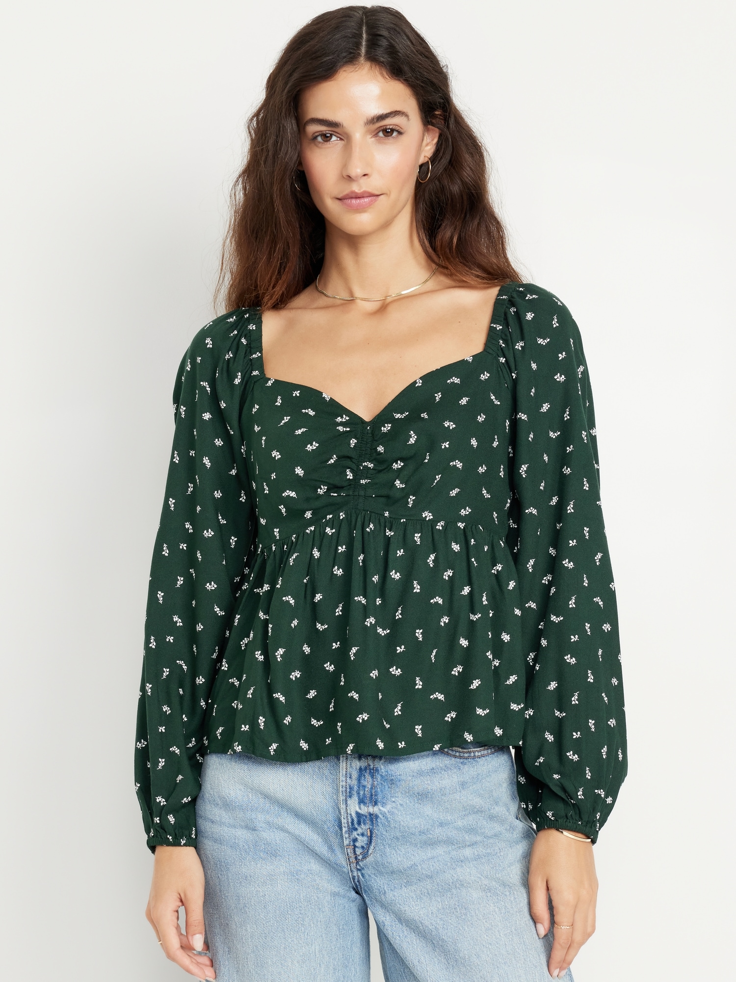 Shirred Crepe Top