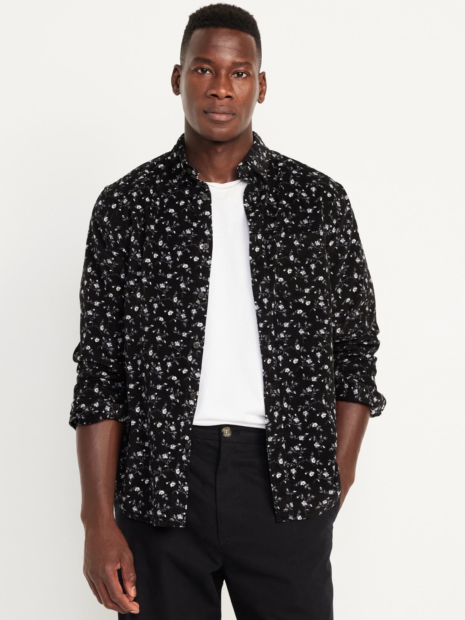 Black pattern dress shirt online