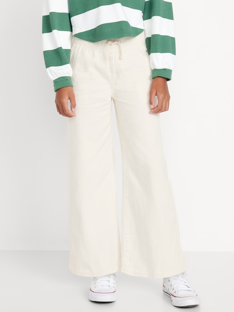 High-Waisted Baggy Wide-Leg Pull-On Jeans for Girls - Creme De La Creme
