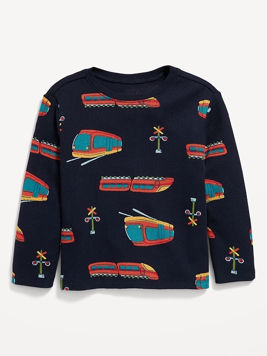 View large product image 1 of 1. Printed Long-Sleeve Thermal-Knit T-Shirt for Toddler Boys