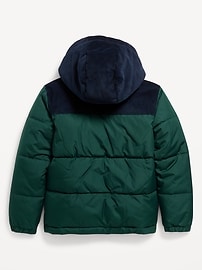 View large product image 3 of 3. Hooded Corduroy-Trim Puffer Jacket for Boys