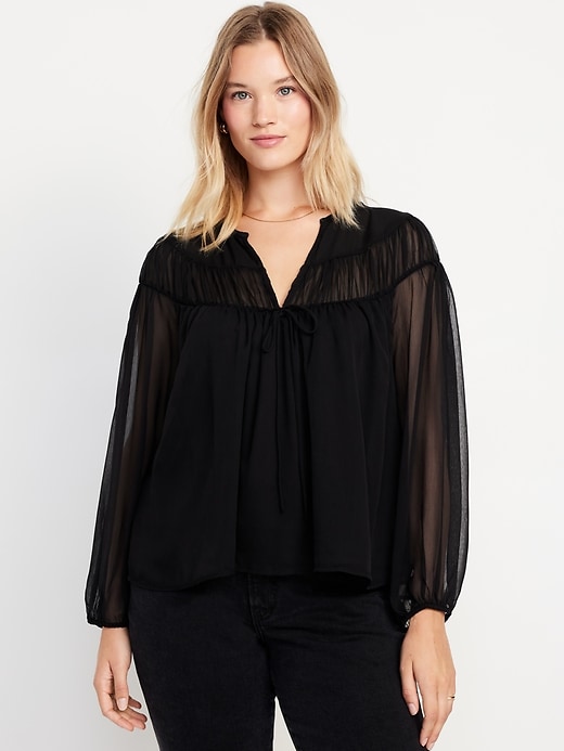 Image number 5 showing, Tie-Front Chiffon Top