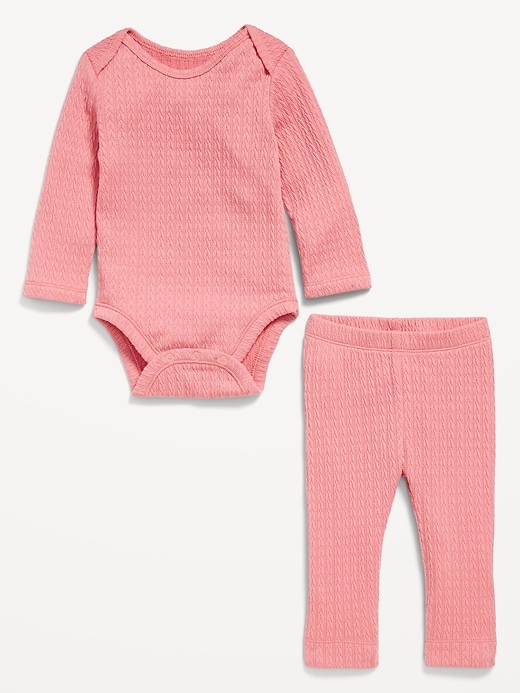 View large product image 2 of 2. Jacquard-Knit Bodysuit and Leggings Set for Baby