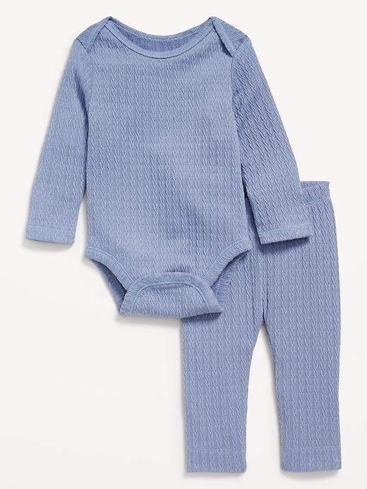 View large product image 1 of 2. Jacquard-Knit Bodysuit and Leggings Set for Baby