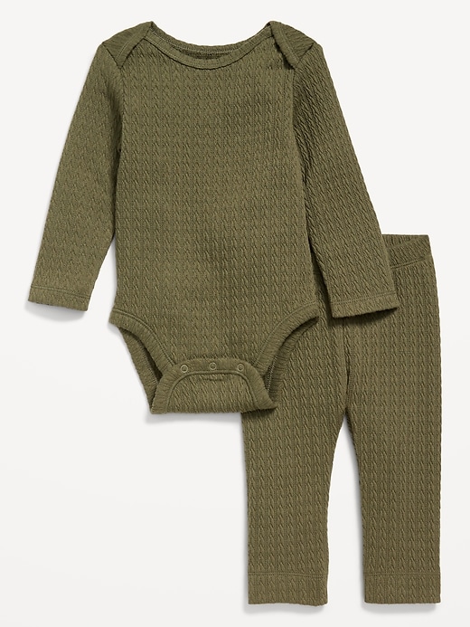 View large product image 1 of 2. Jacquard-Knit Bodysuit and Leggings Set for Baby